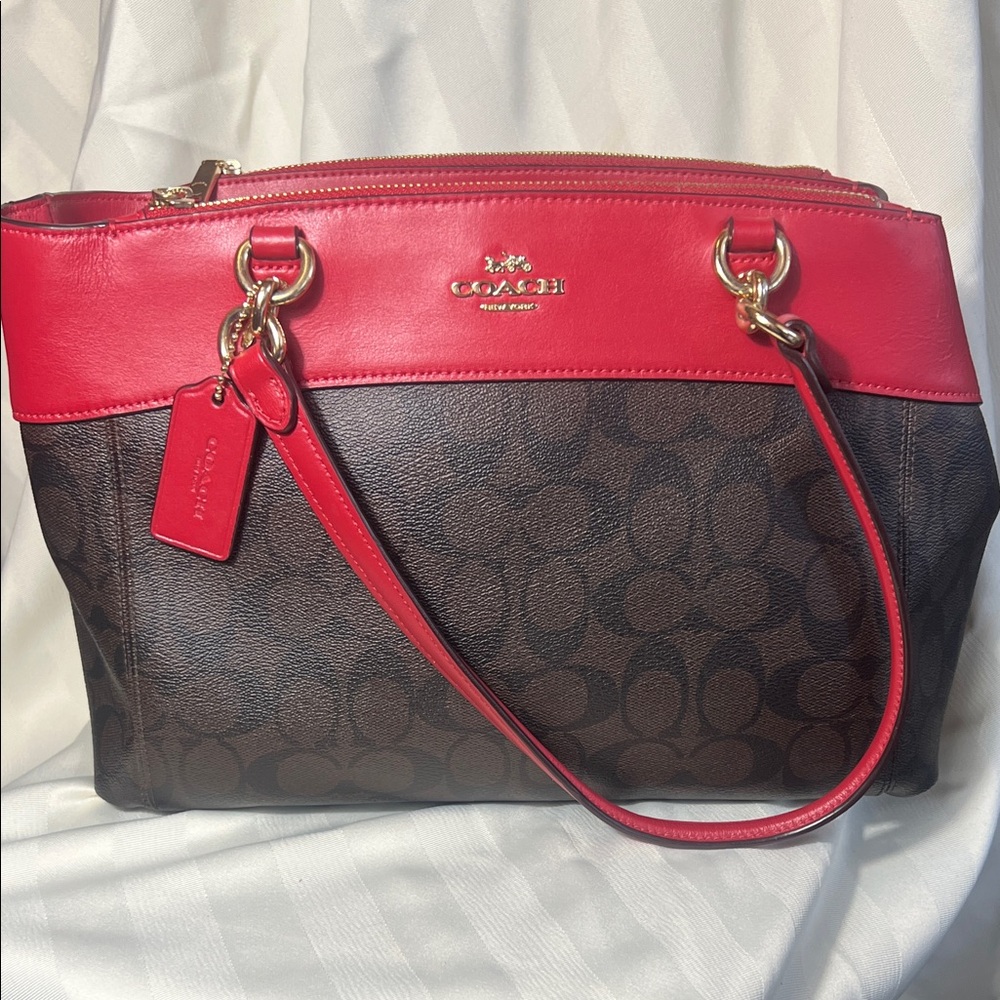 Coach Red and Brown Shoulder Bag